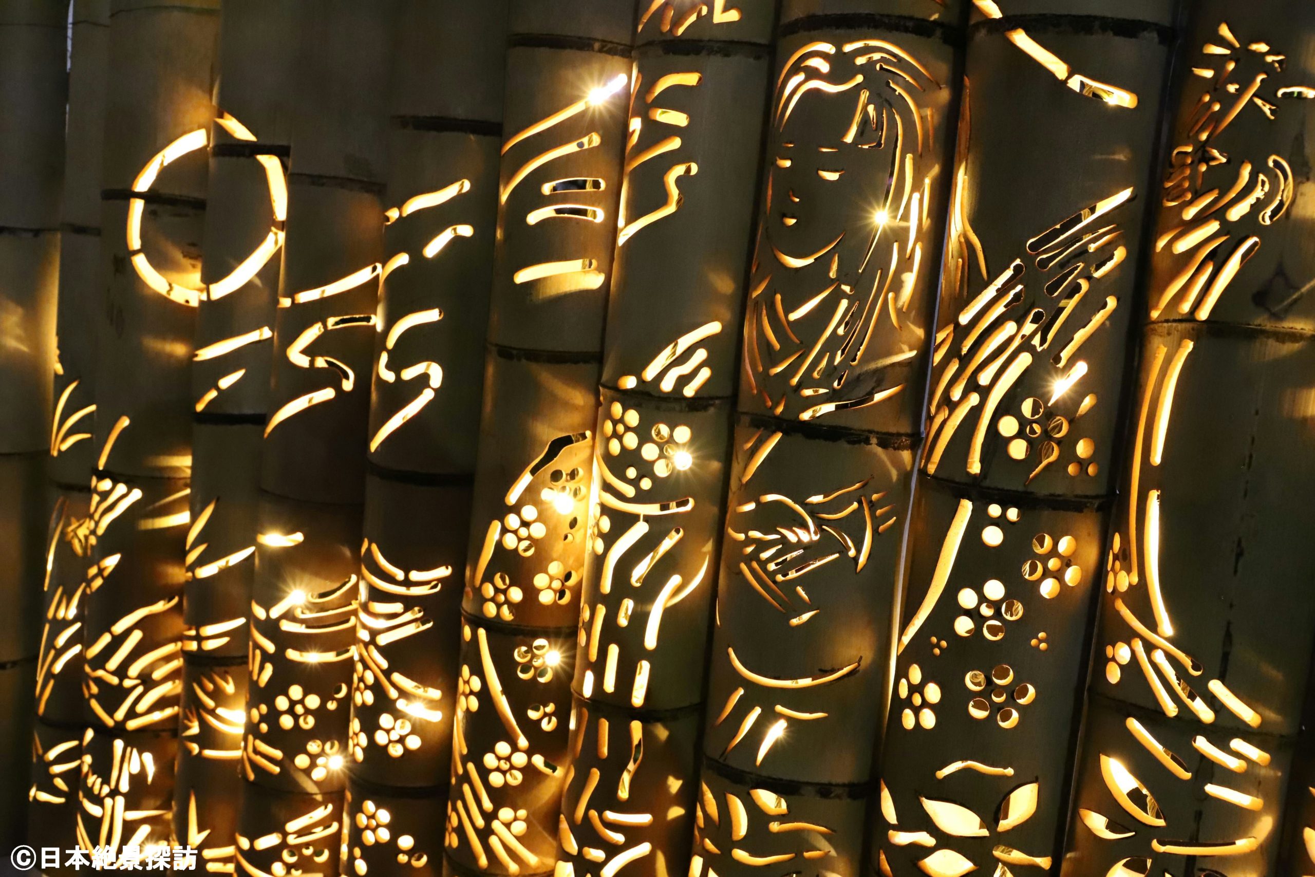 熱海梅園（静岡県熱海市）・竹灯籠のライトアップ・かぐや姫