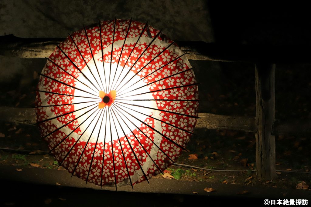 瑞巌寺（宮城県松島町）の紅葉ライトアップ・傘1本