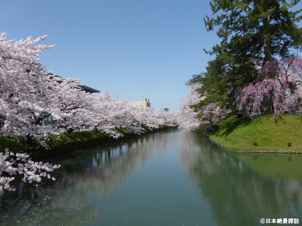 弘前公園（青森県弘前市）外濠・追手門近くのお堀から